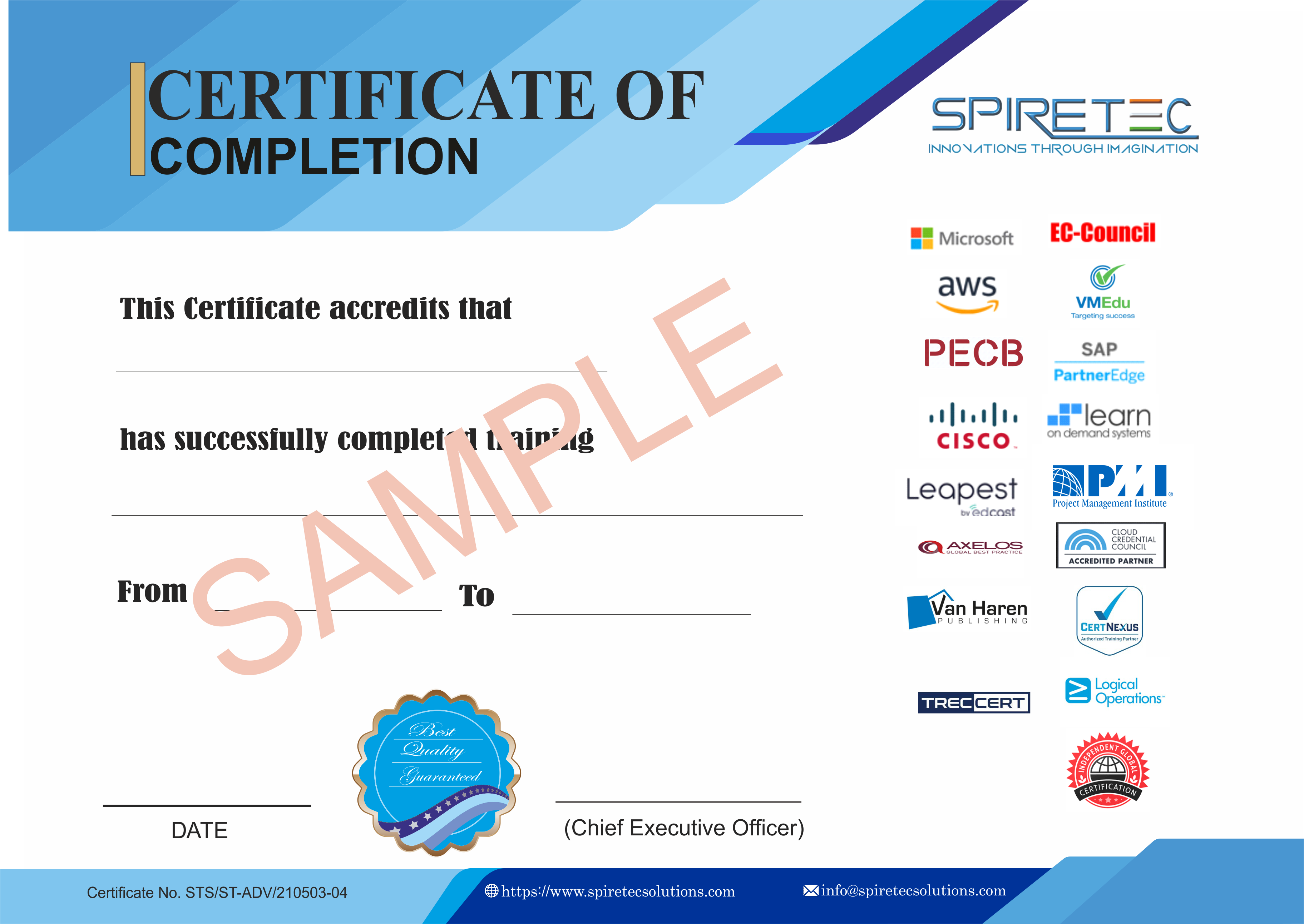 sample certificate spiretecsolutions